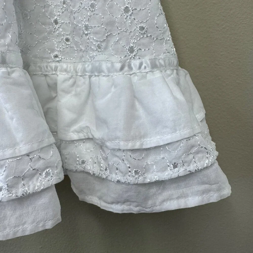 ORIGAMI White Eyelet Dress Girls 3T 3 Floral Waist Cotton Toddler Girl Fancy - Picture 7 of 10